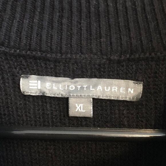 Elliott Lauren Womens Jacket Black Quilted Mock Neck Nylon Buttons Silk Blend XL - Picture 5 of 13